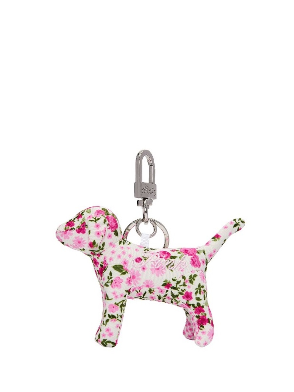 🌺VS Pink floral pup keychain bag charm NWT